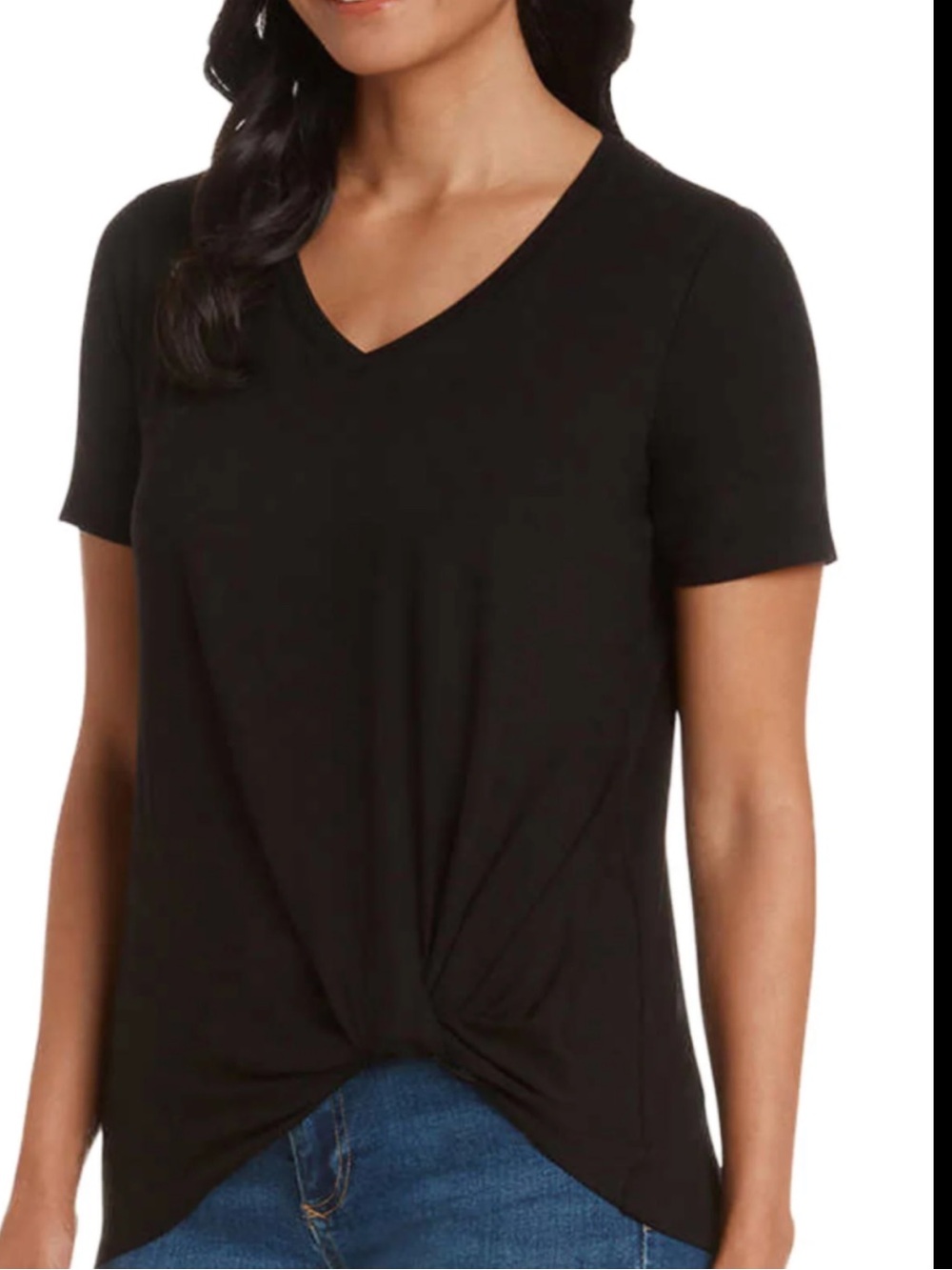 Matty M Black Short Sleeve Knot Front Top